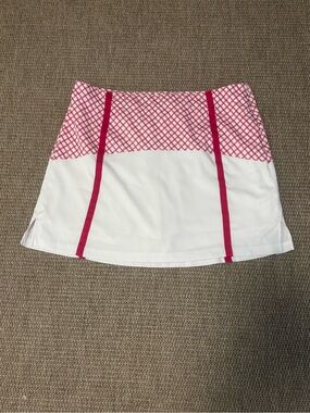 Golf, Tennis, Pickleball White and Pink Patterned Women’s Skirt